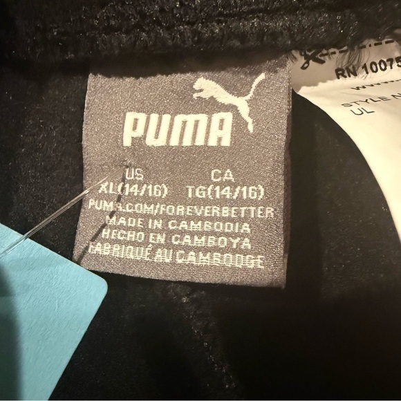 Puma Kids Black Fleece Sweats Joggers with Pink Logo Size 14/16 - Picture 10 of 11